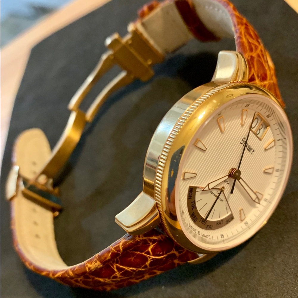 Mens Stauer Retrograde Day Rose Gold 7003 L Watch